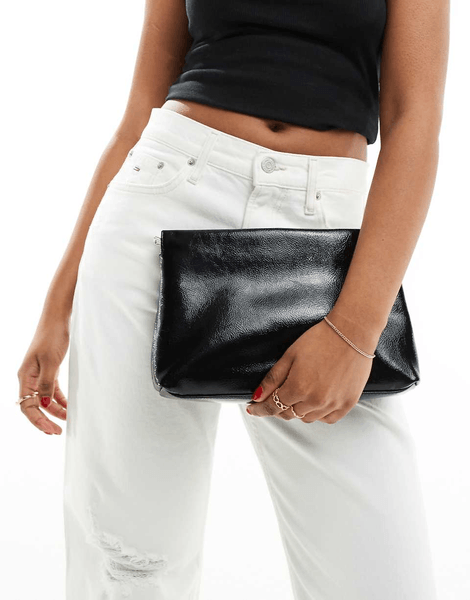 Zip top clutch bag