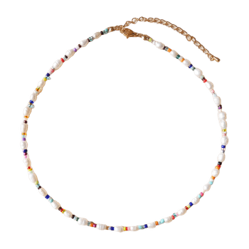 Colorful beaded pearl necklace