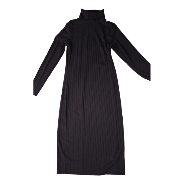 Black ribbed midi dress