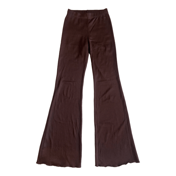 Brown ribbed flared trousers