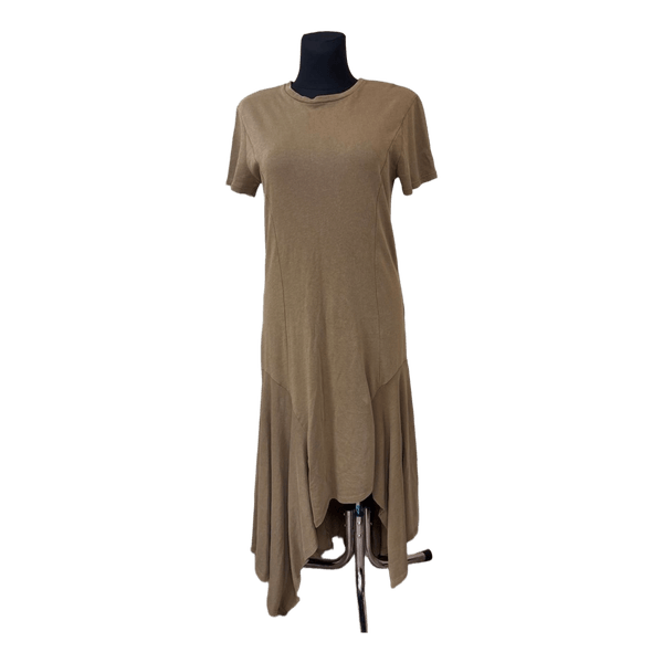 Brown asymmetrical midi dress