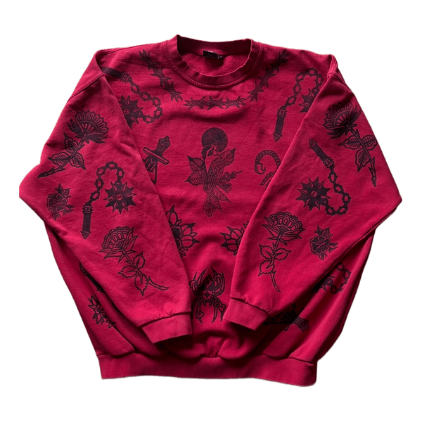 Red graphic crewneck sweatshirt