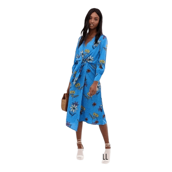 Blue floral midi dress new uk12
