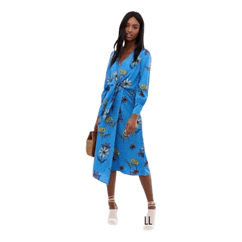 Blue floral midi dress new uk12