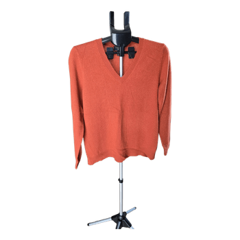 Orange cashmere v-neck sweater