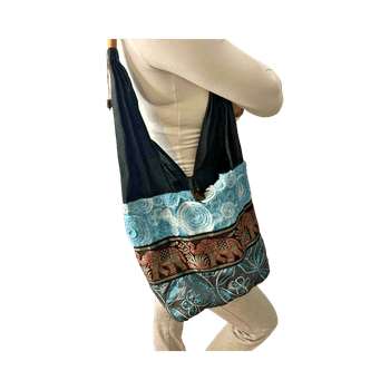Colorful embroidered shoulder bag