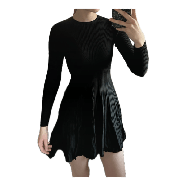 Black ribbed knit dress