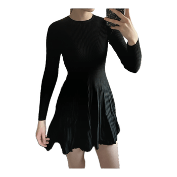 Black ribbed knit dress