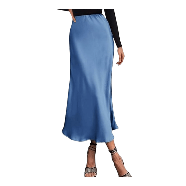 Blue satin skirt