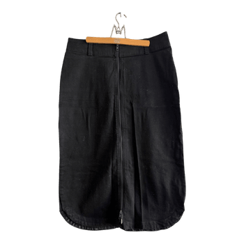 Black denim midi skirt