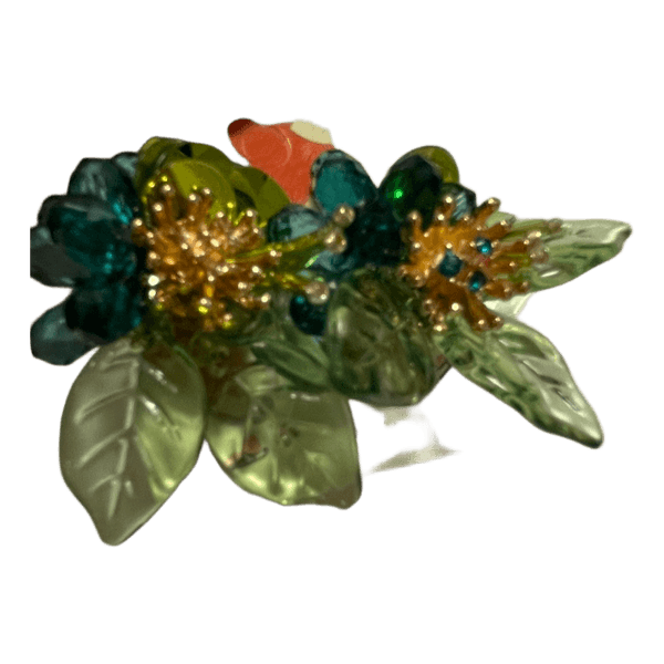 Green floral earrings