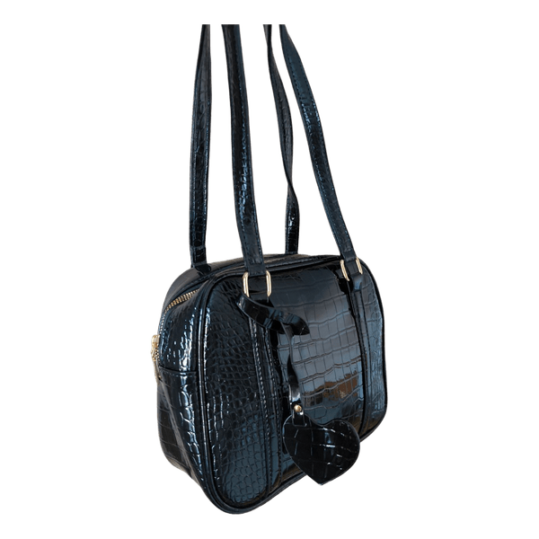 Black crocodile pattern handbag