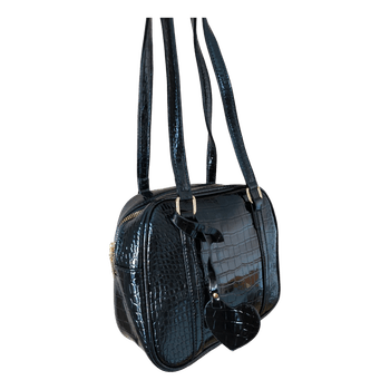 Black crocodile pattern handbag