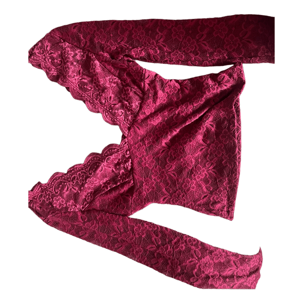 Mørk pink langærmet blondetop