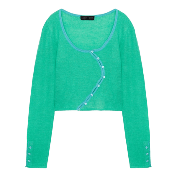 Asymmetric closure knit jacket