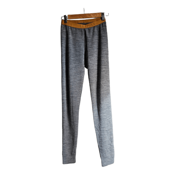 ULLMAX Merino Wool Base Layer Leggings Grey Size S Thermal Ski Outdoor