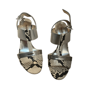 Silver snakeskin sandals