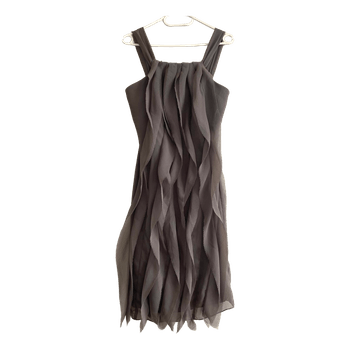 White by Vera Wang Grey Chiffon Ruffle Cocktail Dress Size 8 S-M Wedding Guest Party