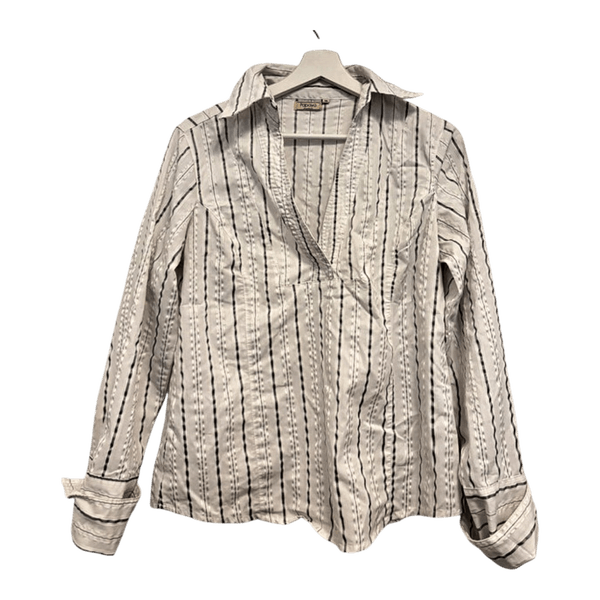 White striped long sleeve blouse