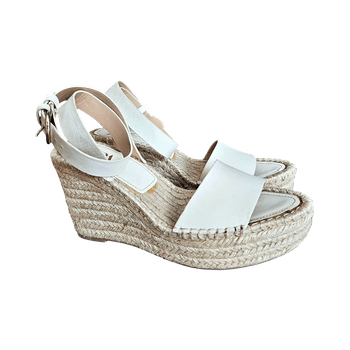 ZARA White Espadrille Wedge Sandals • Size 39 • Rope Sole • Summer Shoes