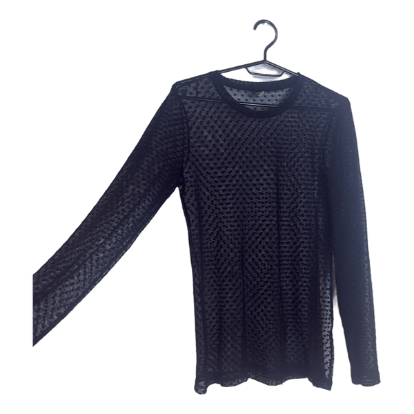 Sort langærmet meshbluse