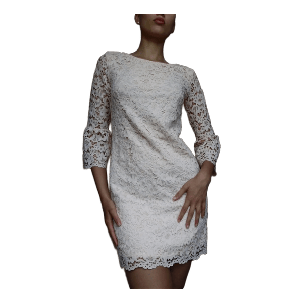 Beige lace mini dress