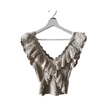 Beige lace frill top