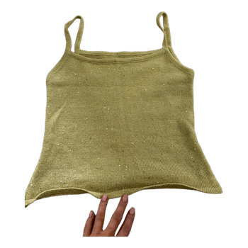 Keltainen paljettitoppi