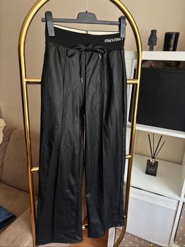 Black faux leather trousers