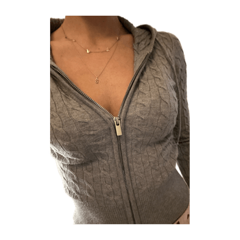 Cable Knit Zip-Up Hoodie