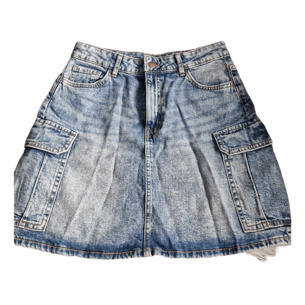 Blue denim cargo skirt
