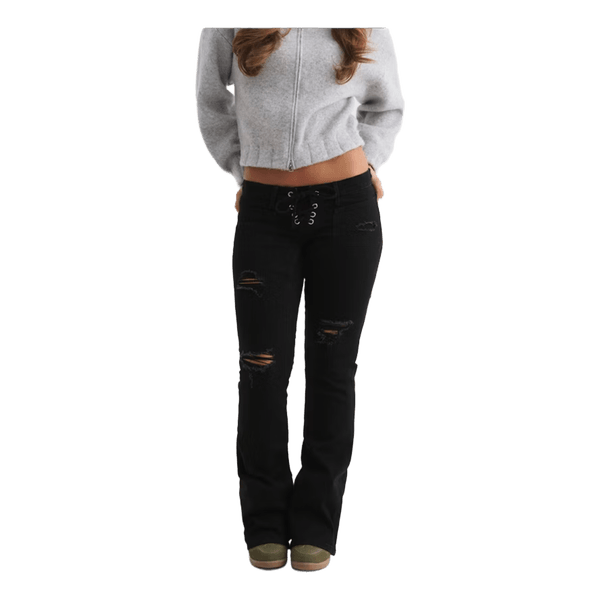 Svarta snörade jeans Gina Tricot