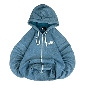 Nike Light Blue Small embroided logo Zip up Hoodie Sweater Size S
