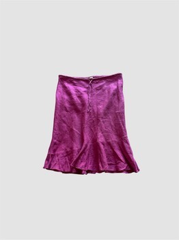 Pink linen midi skirt