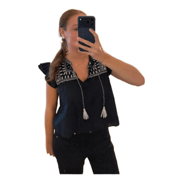 Sort broderet H&M bluse