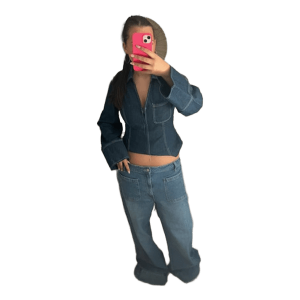 Blå denim jakke
