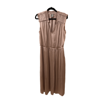 Beige sleeveless midi dress