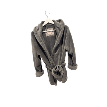 harmaa huppullinen aamutakki