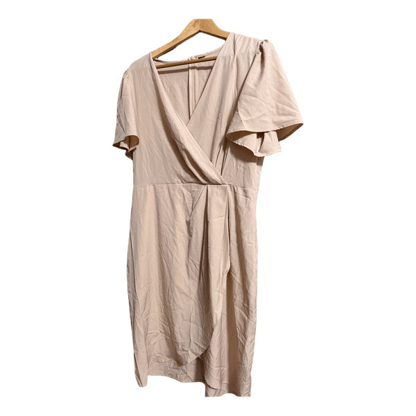 Beige wrap midi dress