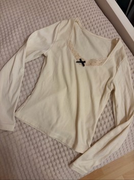 Cream lace trim top