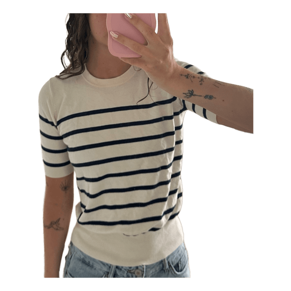 Stribet strikbluse