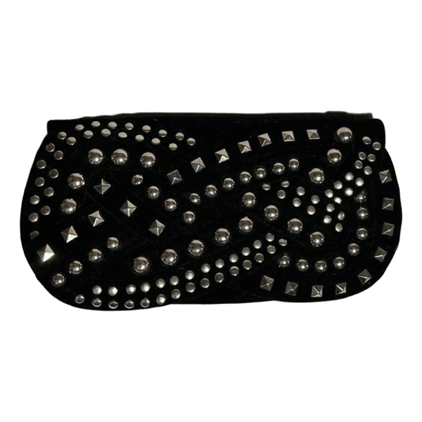 Black studded clutch bag