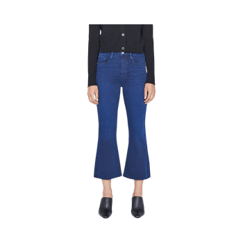 FRAME Le Super High Crop Mini Boot dark blue jeans, size 28 (M).