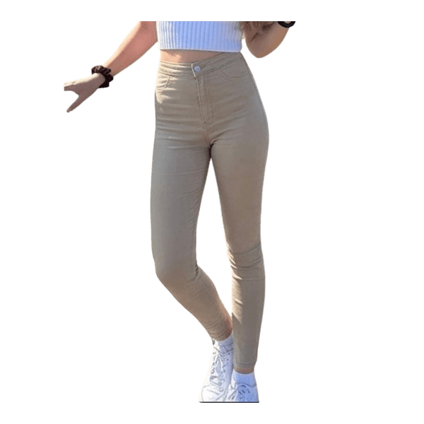 Beige high waist skinny jeans