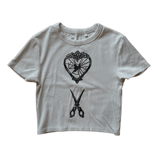 White ribbed graphic t-shirt