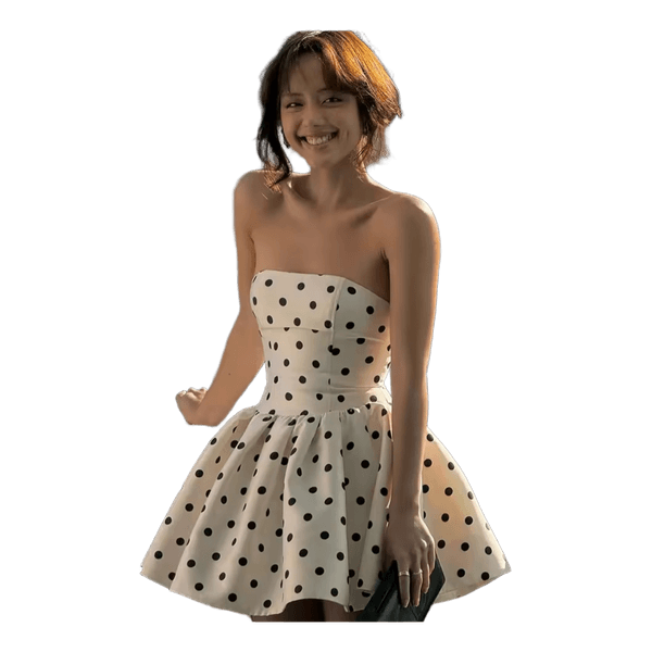 White polka dot dress