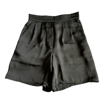 Satin pleated tailored shorts