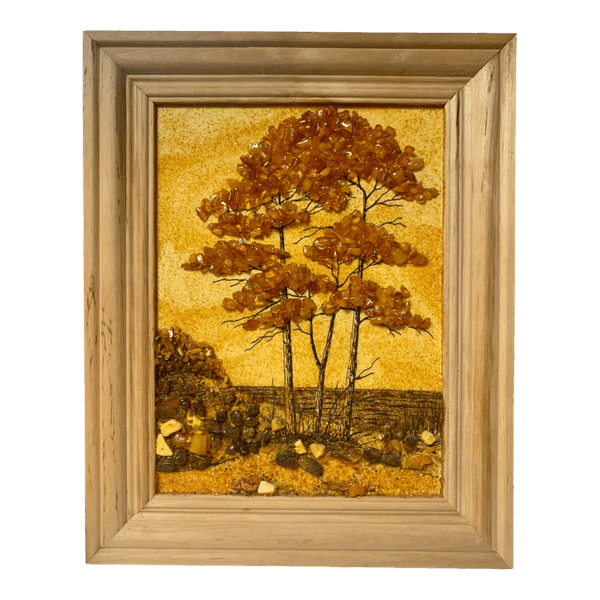 Amber stone wall art
