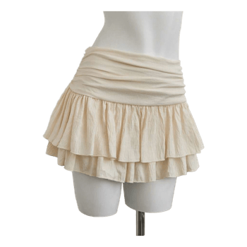 Beige tiered mini skirt