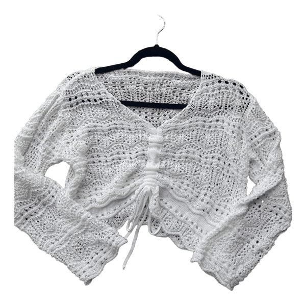 White crochet knit top